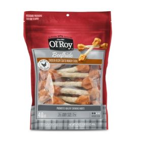Ol' Roy Beefhide Coated Munchy Sticks Chicken Recipe, 40 Count, 16.9 oz, Dry Training Treats for Dogs