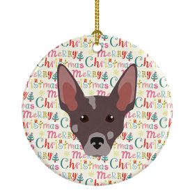 Peruvian Hairless Dog Merry Christmas Ceramic Ornament Christmas Tree Hanging Decorations for Home Christmas Holiday, Party, Gift, 3 in, Multicolor