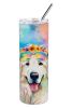 Great Pyrenees Hippie Dawg Stainless Steel Skinny Tumbler Vacuum Double Walled Reusable Insulated Tumbler Travel Cup for Coffee Cocktails Gift with Li