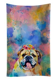 English Bulldog Hippie Dawg Kitchen Towel Dish Cloths Guest Hand Towel Decorative Bathroom Towel for Face,Tea, Dishcloth, Kitchen and Bath (Default: Default)